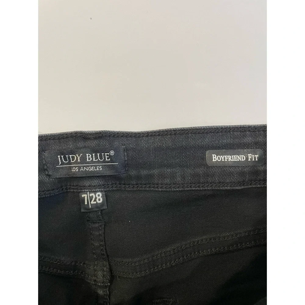 NEW Judy Blue Boyfriend Fit Jeans Womens 7/28 Black Stretch High Waist JB82296BK - Picture 4 of 9